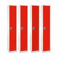 Adiroffice 72in x 12in x 12in 1-Compartment Steel Tier Key Lock Storage Locker in Red, 4PK ADI629-201-RED-4PK